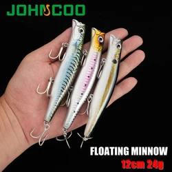 Señuelos flotantes tipo Minnow estampados a color para lances largos