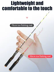 Caña de pesca en hielo Rollfish – Punta plana de fibra de vidrio ultracorta