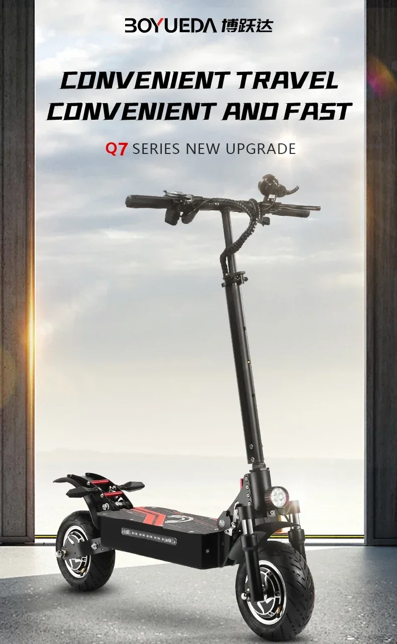 Patinete eléctrico BOYUEDA Q7Pro plegado y listo para transporte