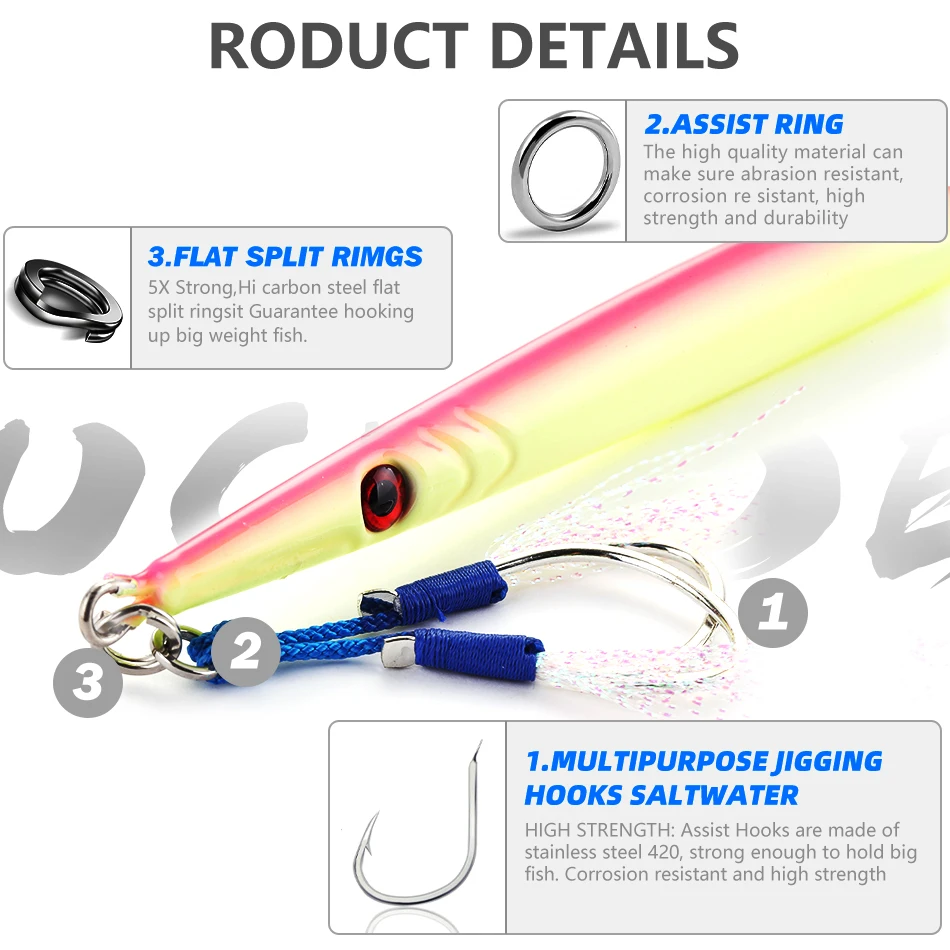 MOOKZZ Jigging Metal señuelo pesca mar peso variable - imagen 3