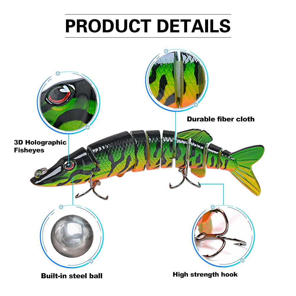 Wobblers que se hunden Swimbait cebo duro multiarticulado para lubina - imagen 2