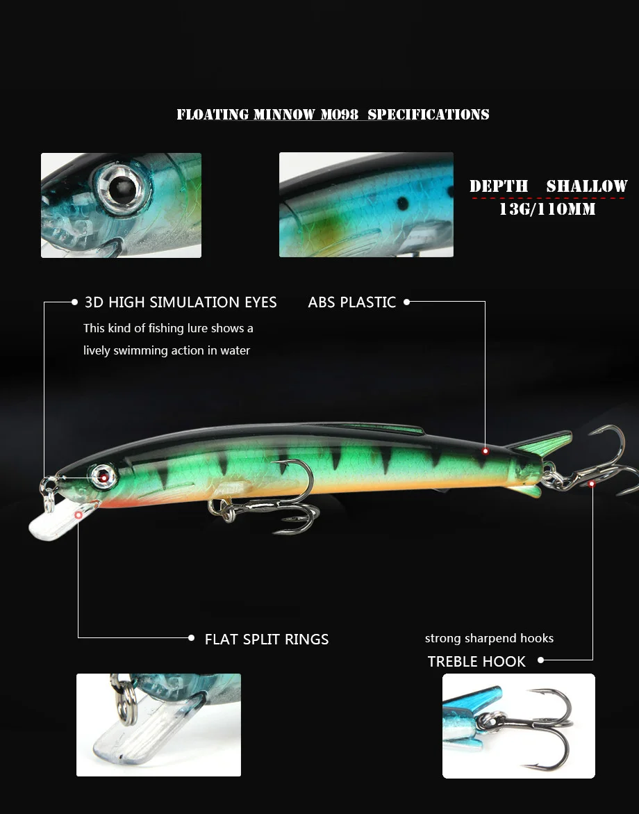 Wobbler artificial con perfil minnow