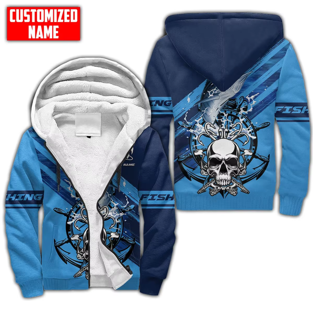 Lubina 3D JH20 sudadera pesca con capucha y cremallera térmica - imagen 4