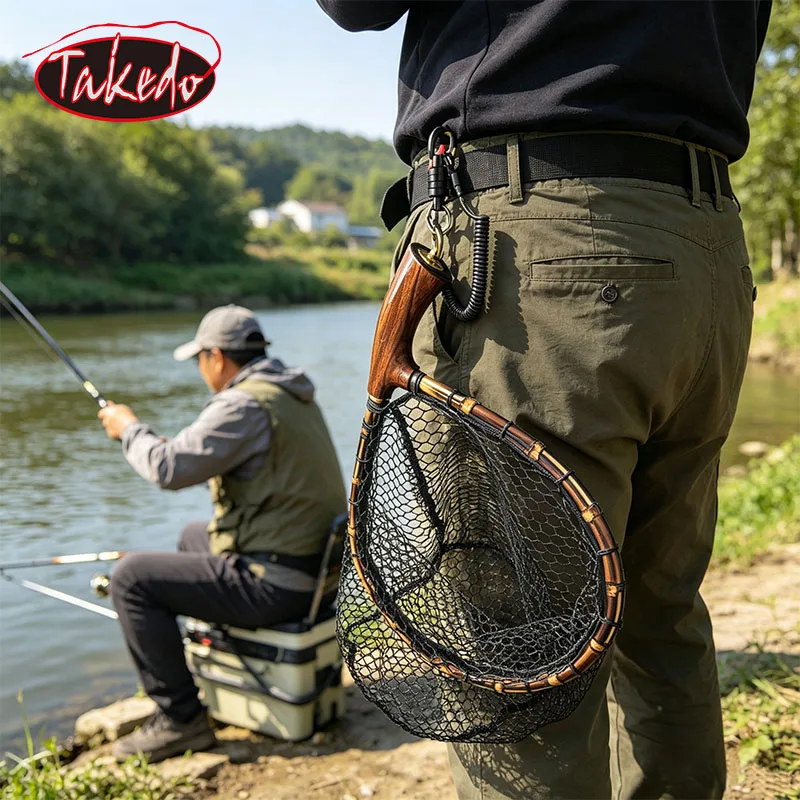Red de pesca TAKEDO HM02 con mango curvo de ébano y goma - imagen 3