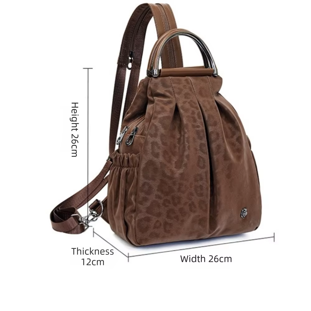 Mochila estampado leopardo impermeable PU – Bolso escolar hombro viaje - imagen 5