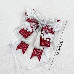 Accesorio lazo para itabag con cintas largas, cristales y perlas