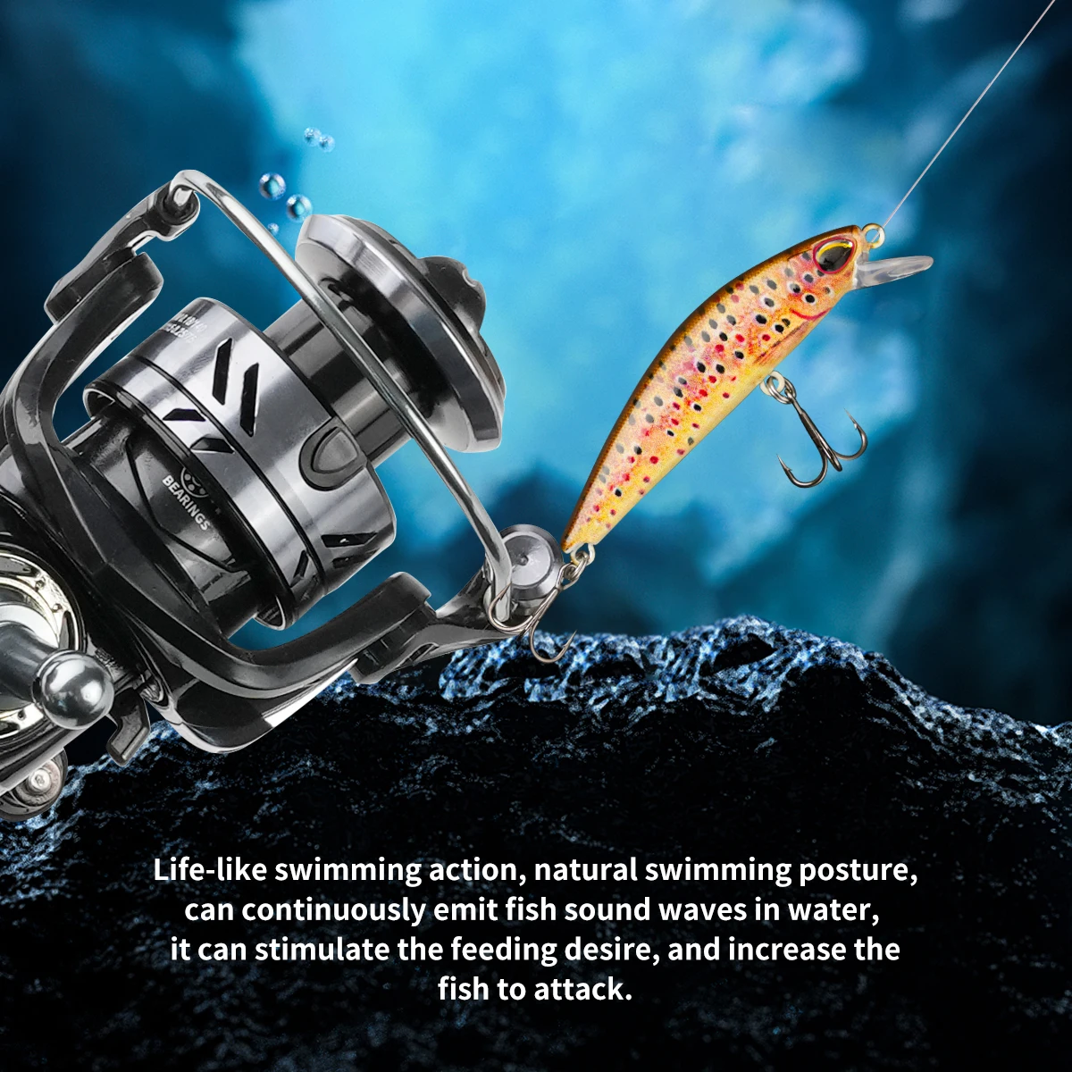 Johncoo Wobbler Minnow hundimiento por gravedad para trucha, perca - imagen 5