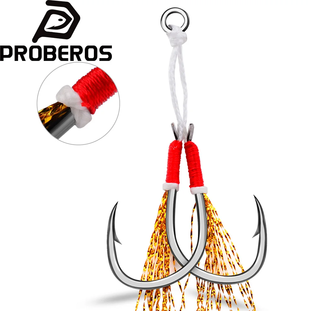 Proberos Jigs de jigging lento: anzuelos dobles con púas y plumas - imagen 2