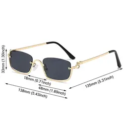 Gafas de sol cuadradas pequeñas estilo hip hop vintage montura metal