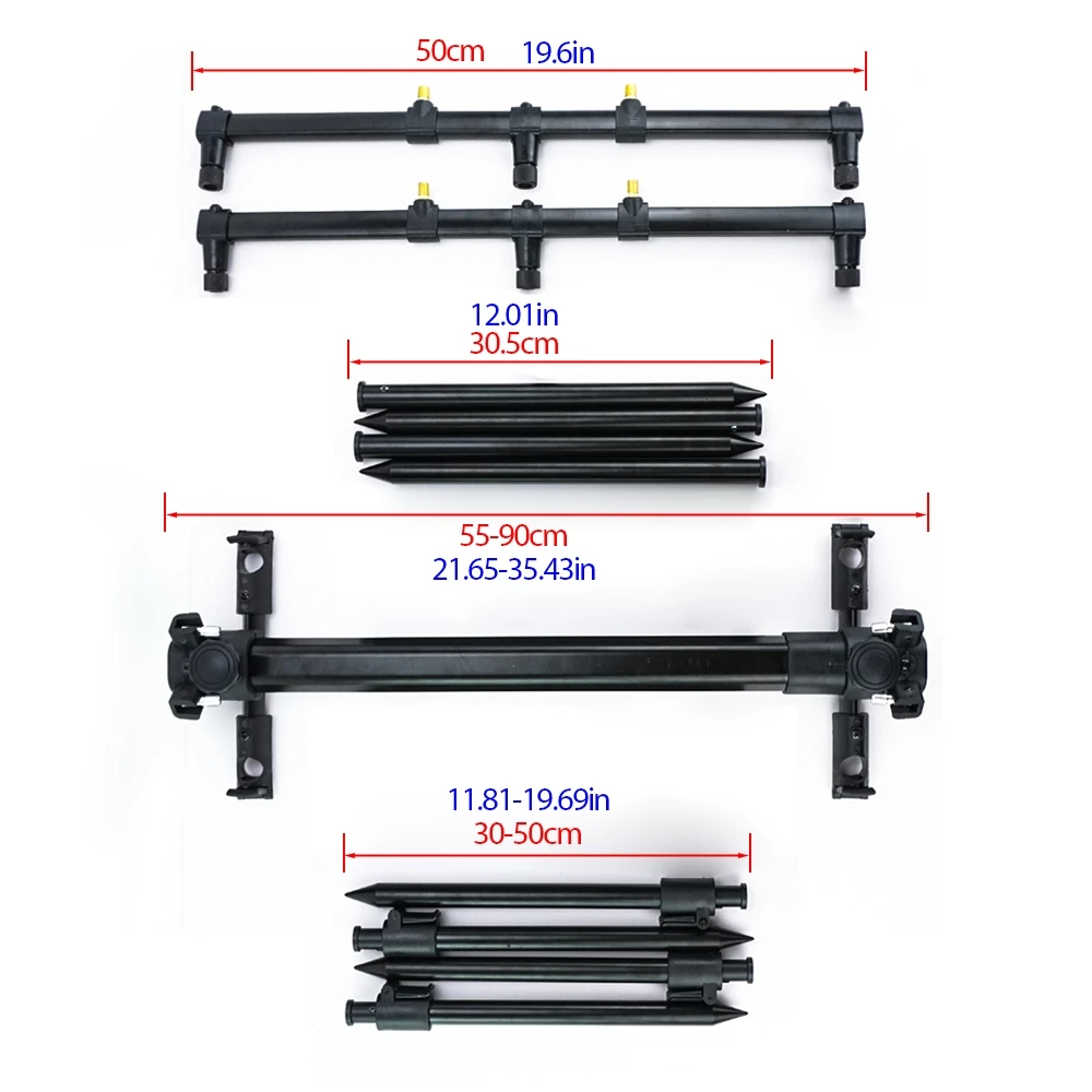 Soporte de pesca Hirisí ajustable con trípode aluminio y Buzz Bar - imagen 2