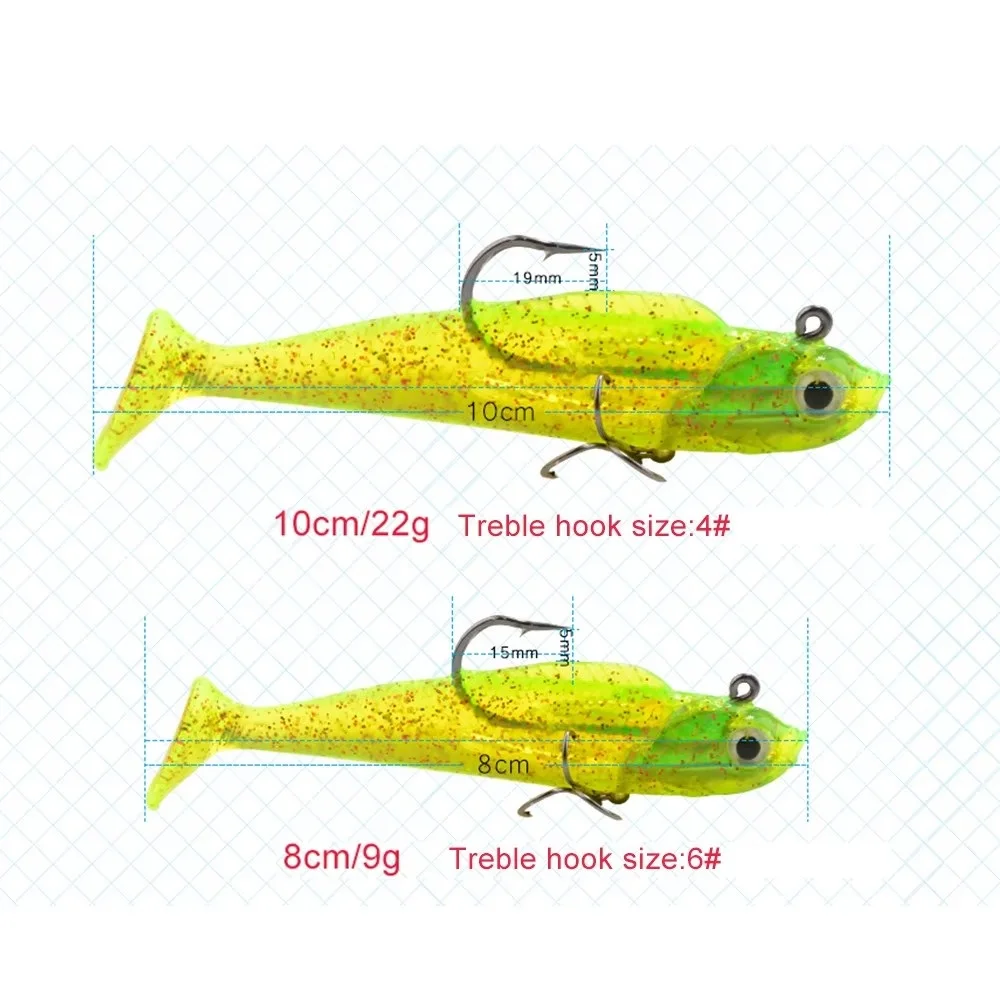 Señuelo lucio NGB vinilo jig head con anzuelo triple y ojos 3D - imagen 3