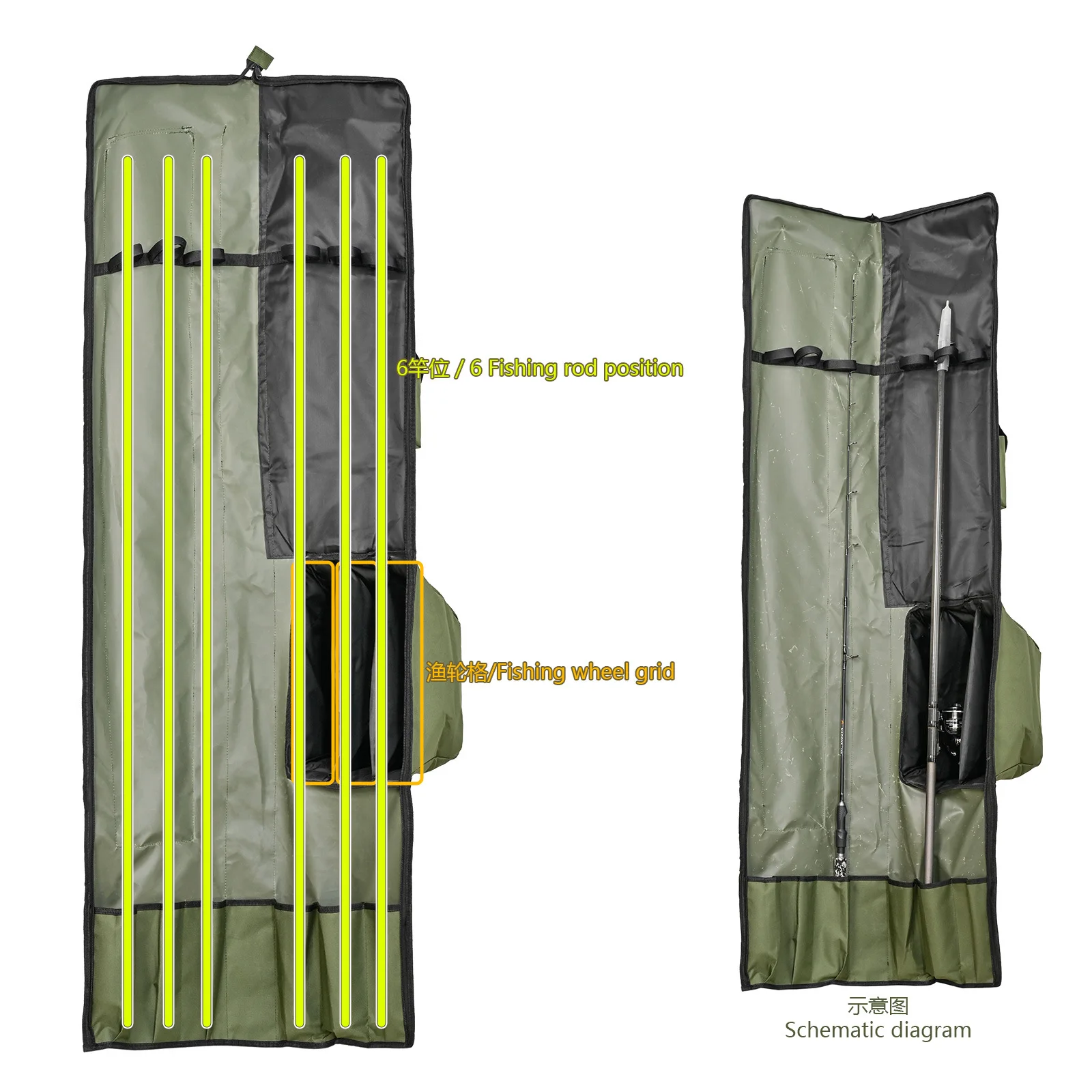 Bolsa larga para caña de carpa impermeable Oxford 1000D plegable - imagen 3
