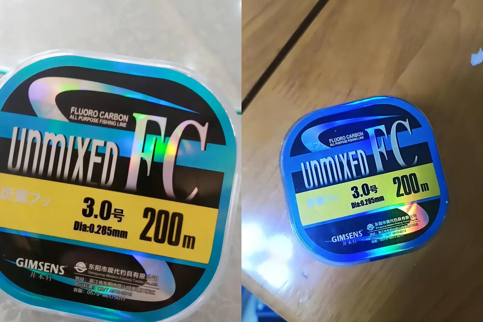 Bobina de línea de fluorocarbono sobre fondo oscuro