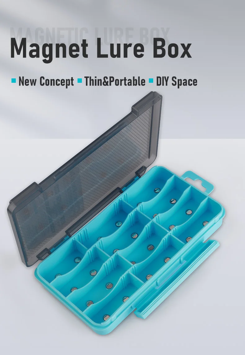 Caja de anzuelos magnética Kingdom Fishing con compartimentos ajustables