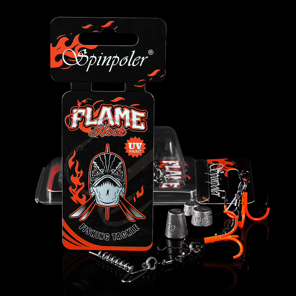 Rig Stinger Triple UV Spinpoler Flame – Señuelo blando para jigging - imagen 5