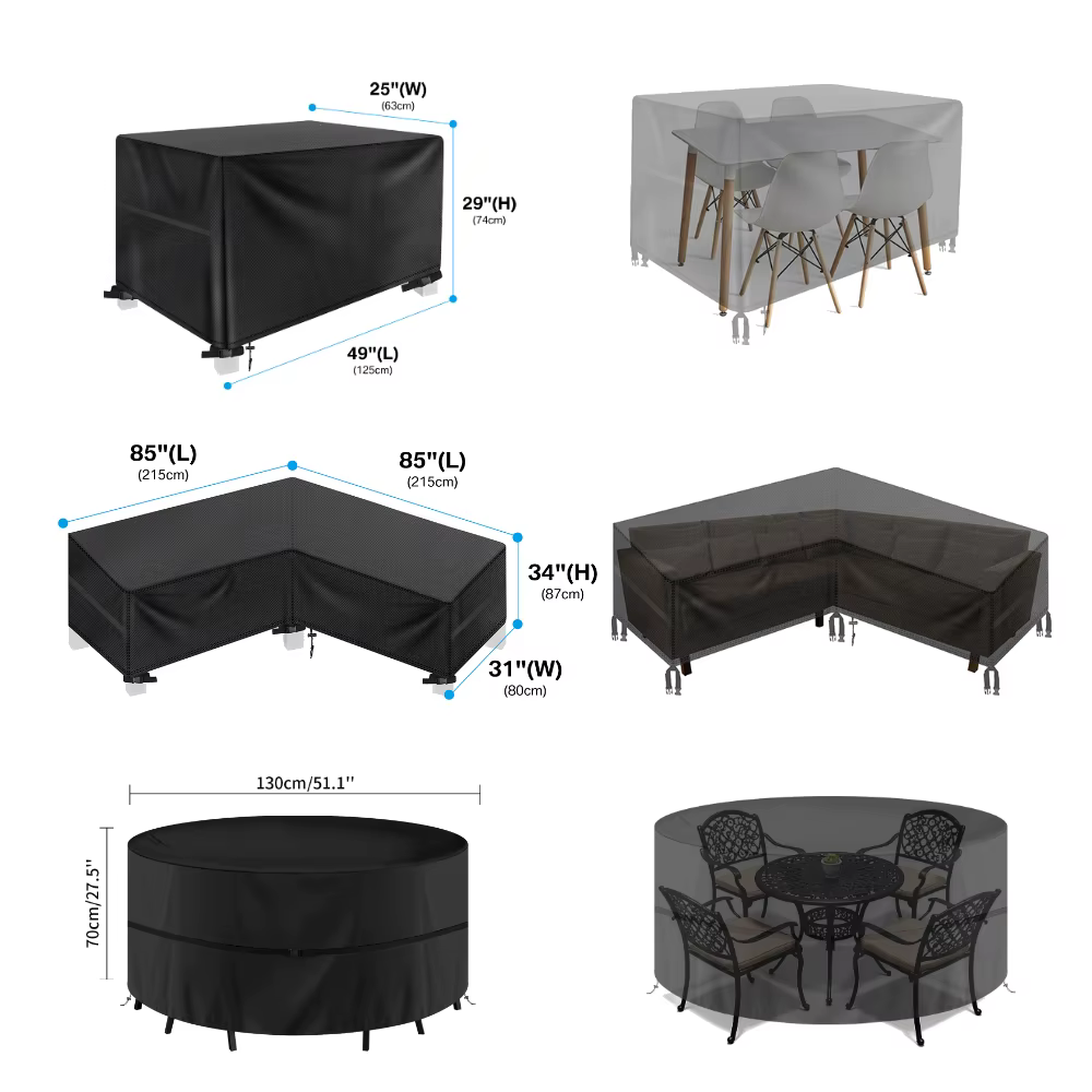 Funda impermeable para mesa de jardín – Oxford 210D con protección UV - imagen 2
