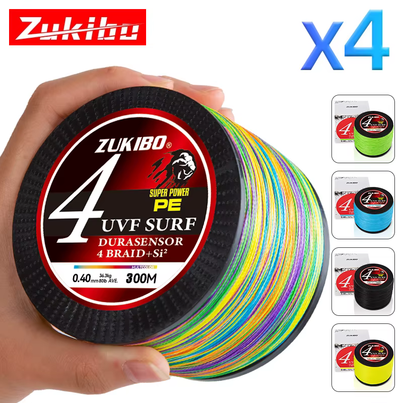 ZUKIBO Sedal Trenzado 4 Hebras PE para Agua de Mar - Antimordeduras - imagen 2