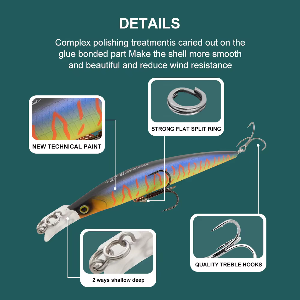 ESFISHING Minnow flotante – Señuelo para agua superior - imagen 2