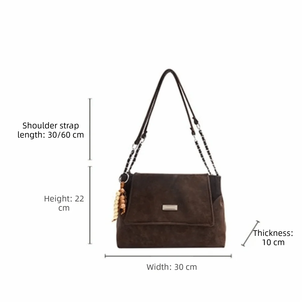 Bolso de hombro vintage con cadena de cuero – gran capacidad - imagen 5