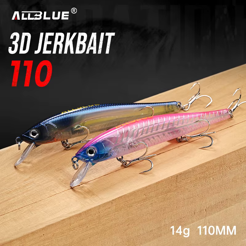 Señuelo ALLBLUE 3D Jerkbait Wobbler 110 mm para lubina y lucio - imagen 5