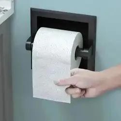 Portarrollos de papel higiénico negro de metal con montaje empotrado