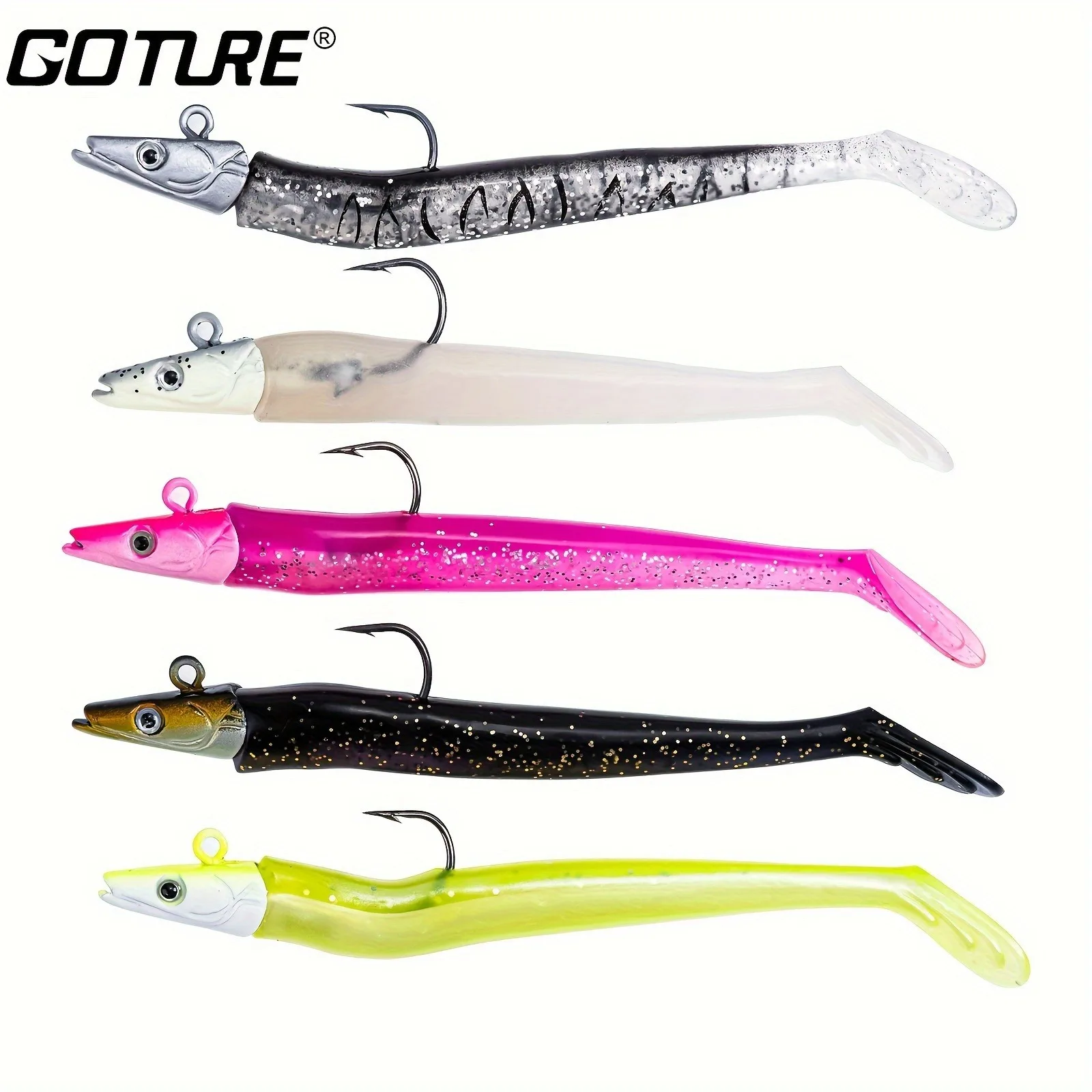 Señuelo blando jig anguila hundible Goture – Ojos 3D cola T - imagen 2