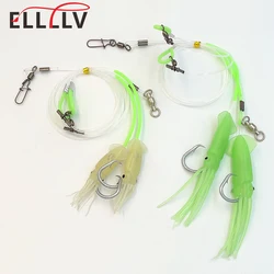 Bajo de línea profundo con señuelo luminoso de pulpo para pargo marlin
