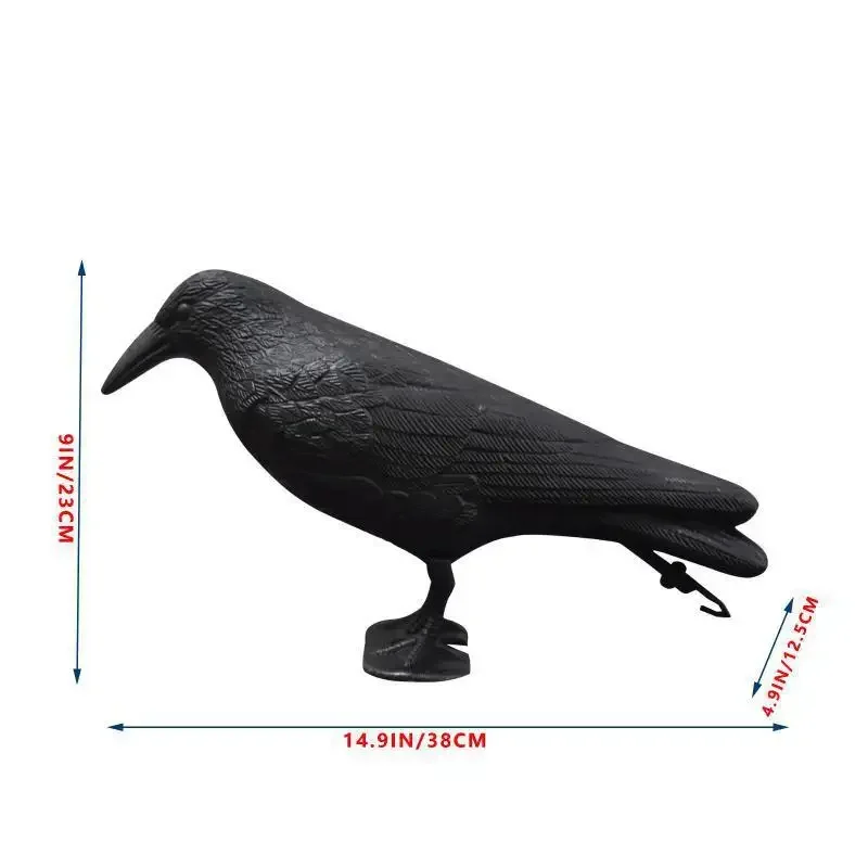 Repelente de aves cuervo negro – Espantapájaros realista para exterior - imagen 3