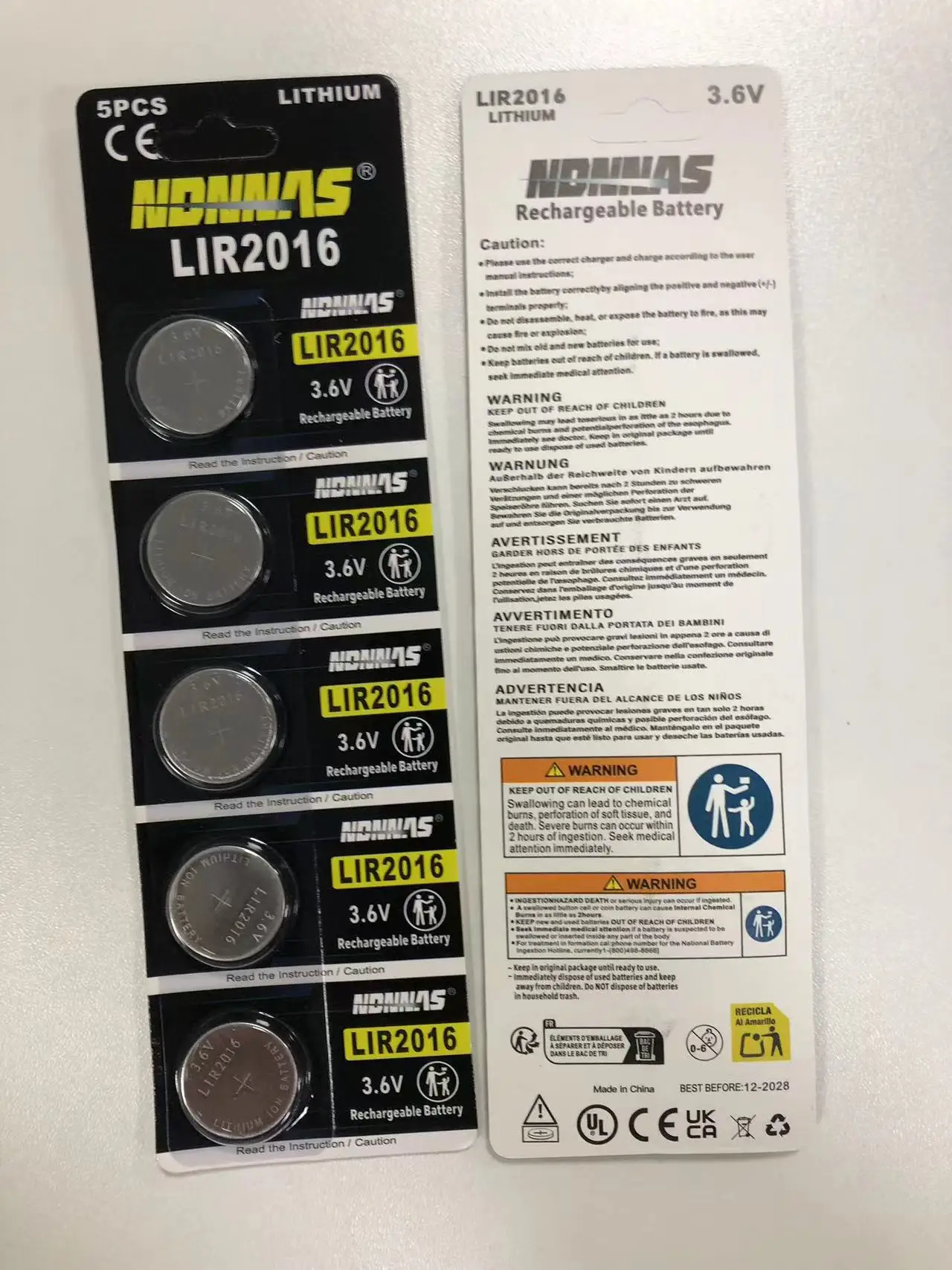 Batería recargable CR2016 de litio 3,6 V tipo botón - imagen 5