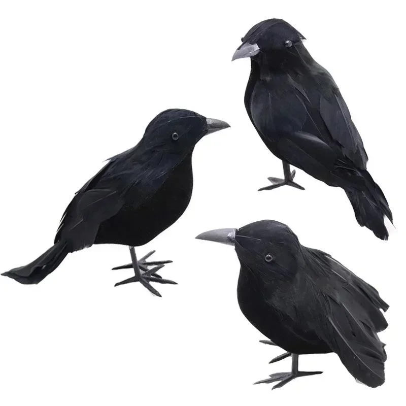 Señuelo cuervo negro repelente de aves – Figura jardín exterior - imagen 5