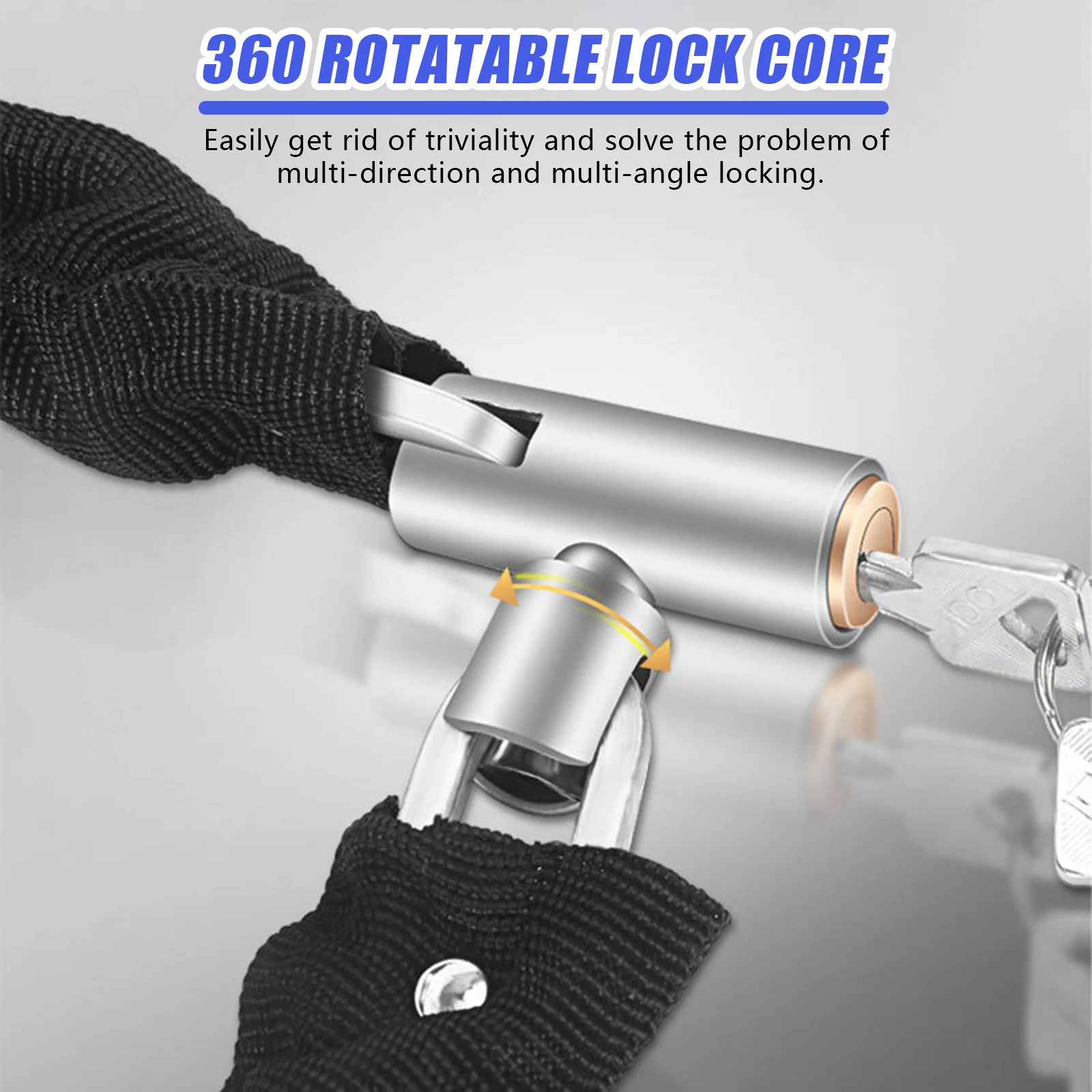 Candado de cadena para moto con cable de seguridad y llaves - imagen 2