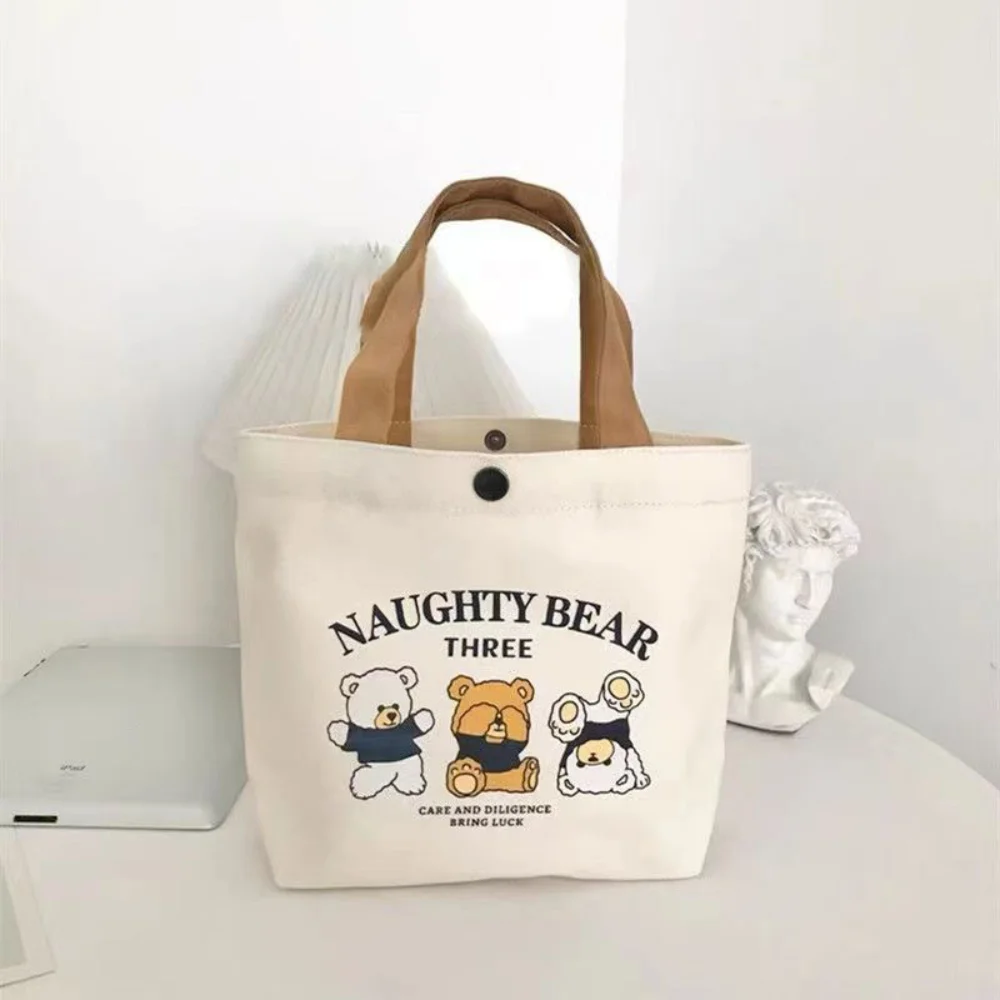 Bolsa de lona durazno con dibujos animados, mini bolso de mano - imagen 3