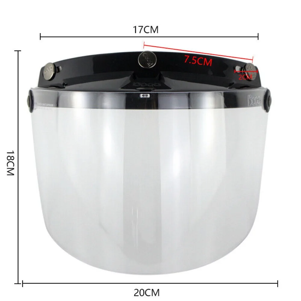 Visera para casco abierta con diseño de 3 botones a presión