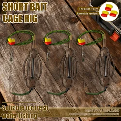Montaje de carpfishing con jaula cebadora y anzuelos para pop-up