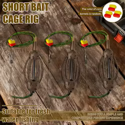 Montaje de carpfishing con jaula cebadora y anzuelos para pop-up