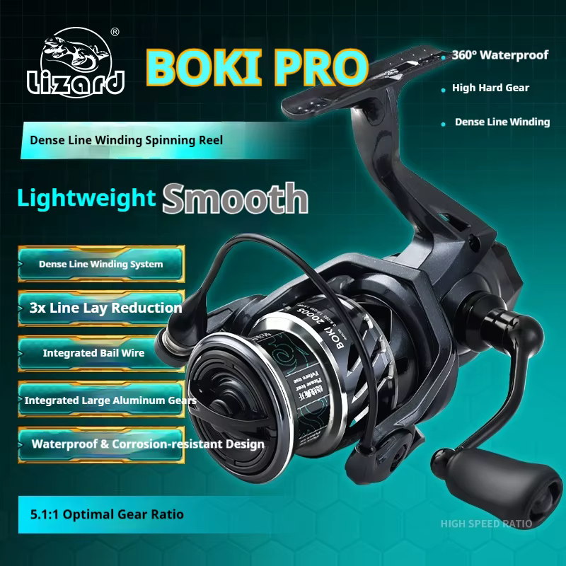 Carrete giratorio BOKI PRO Lizard – Oscilación lenta 360° anticorrosión - imagen 2