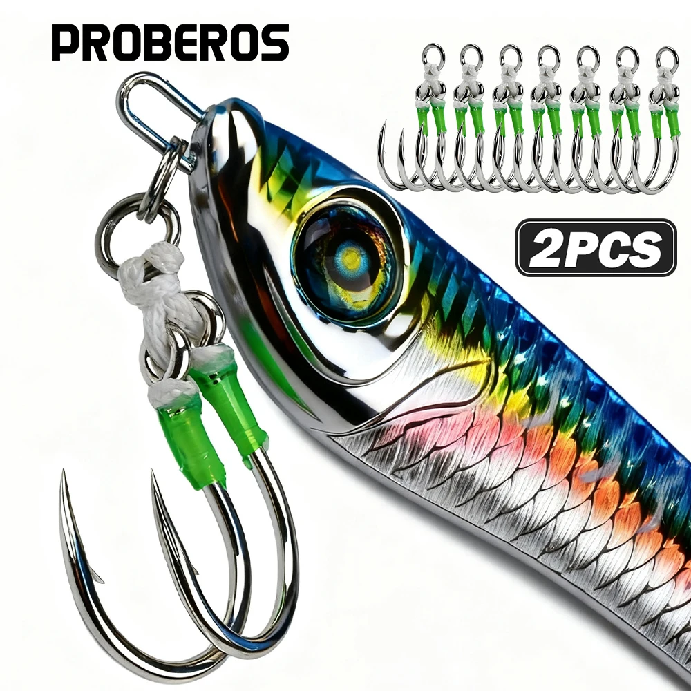 Anzuelos Jig PROBEROS dobles con púas para jigging en mar - imagen 5
