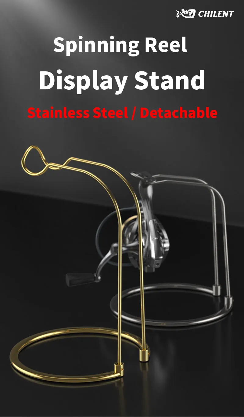 Soporte metálico para carrete de pesca montado con varios carretes
