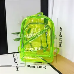 Mochila PVC transparente caramelo para mujer, escolar y resistente