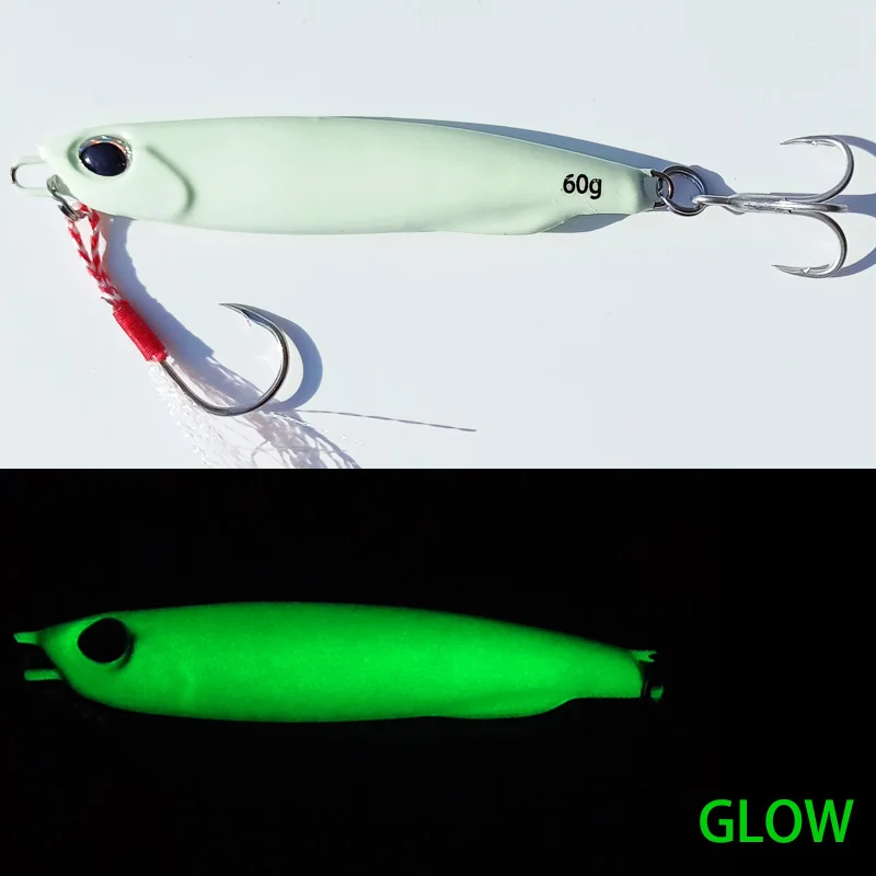 Señuelos metálicos luminosos de caída lenta para pesca en el mar