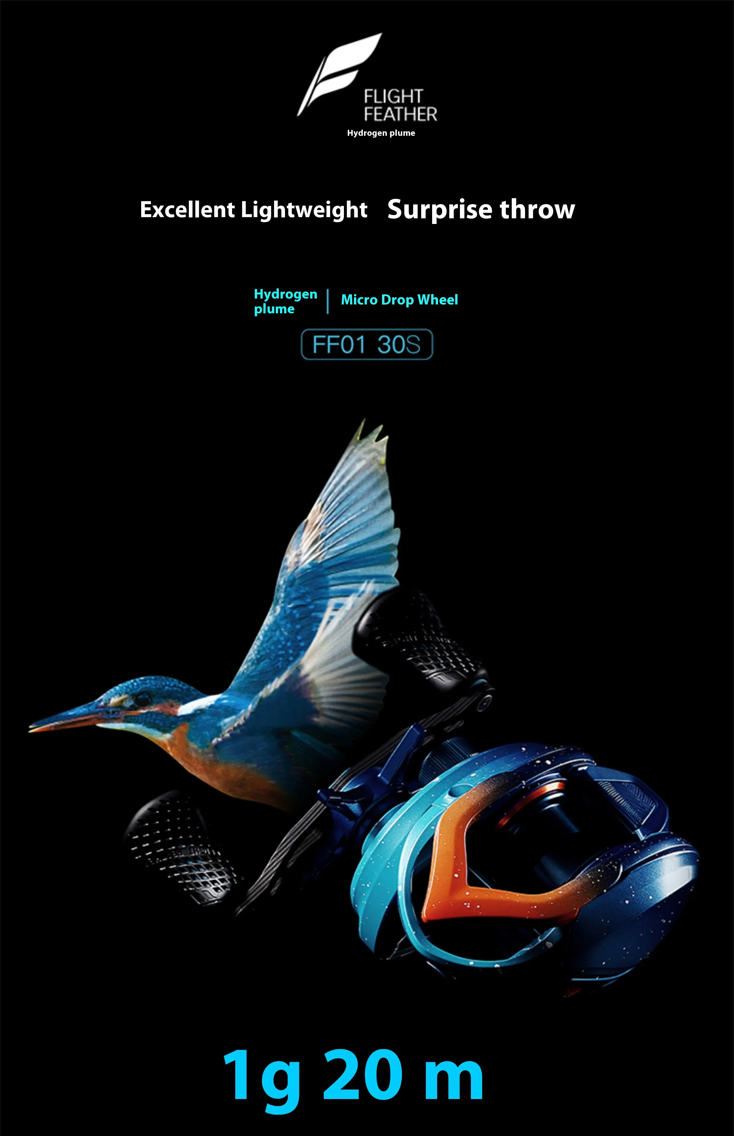 Carrete baitcast FLIGHT FEATHER vista frontal