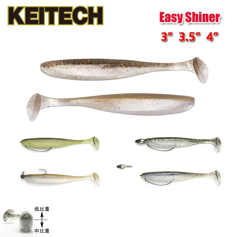 Vista del señuelo KEITECH Easy Shiner en diferentes ángulos
