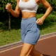 Pantalones cortos elásticos deportivos mujer cintura alta con bolsillos - imagen 5