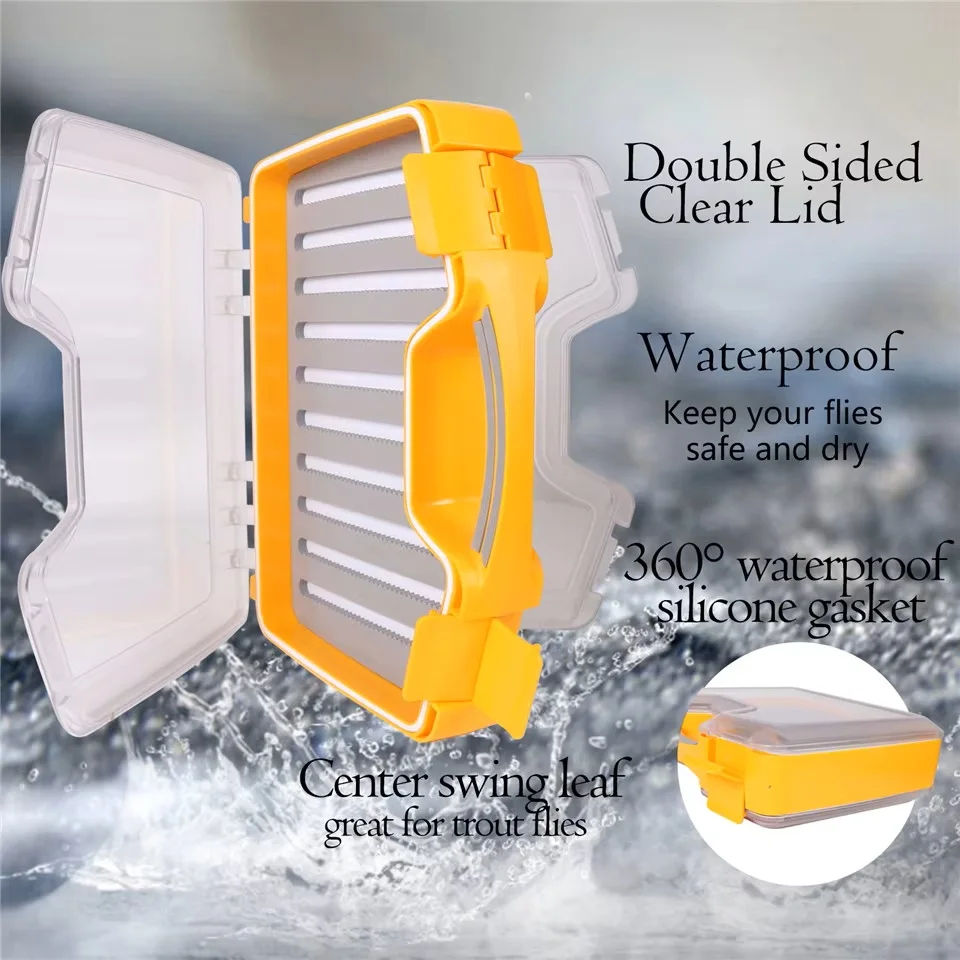 Maximumcatch Caja de pesca para mosca impermeable doble cara