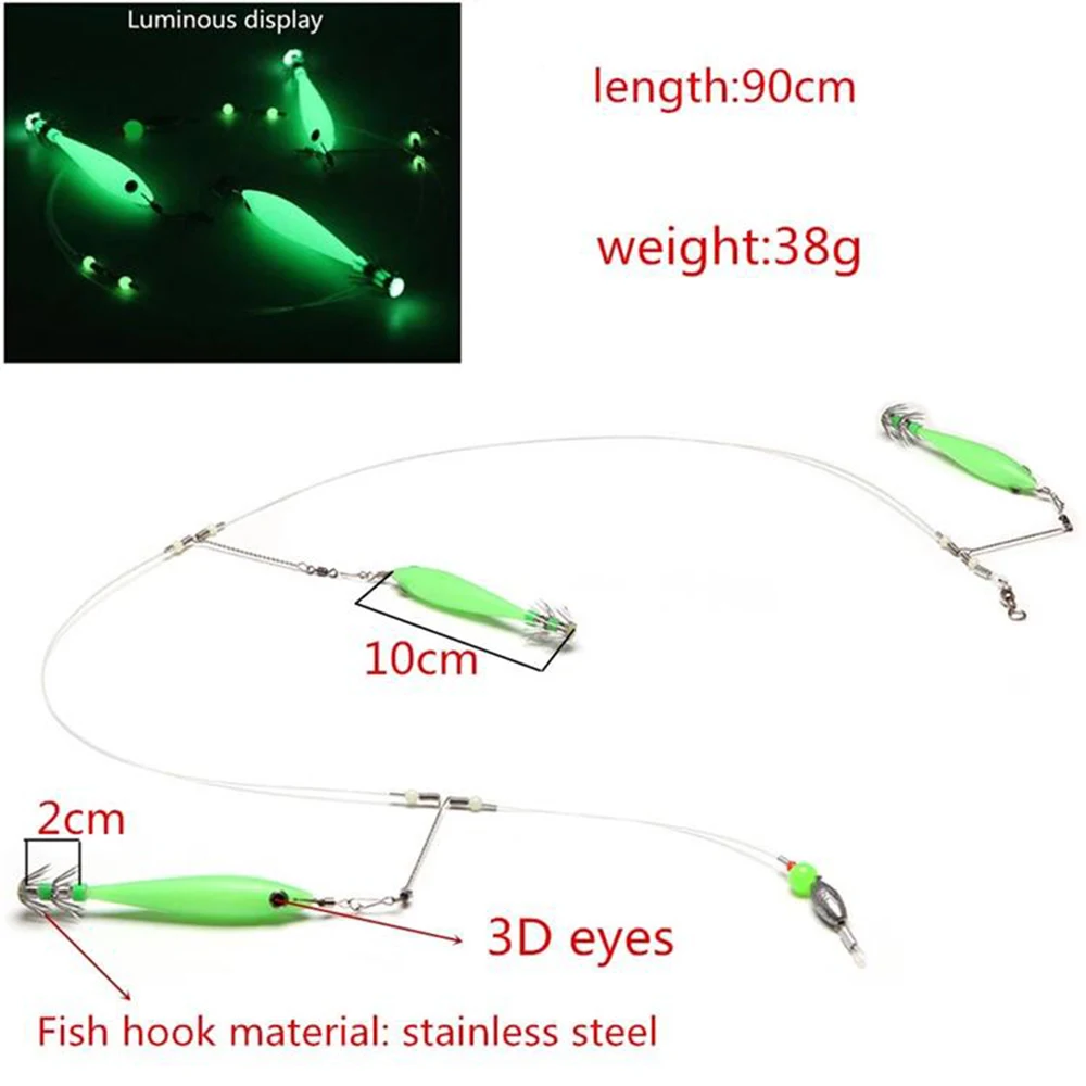 Set de pesca con anzuelos luminosos