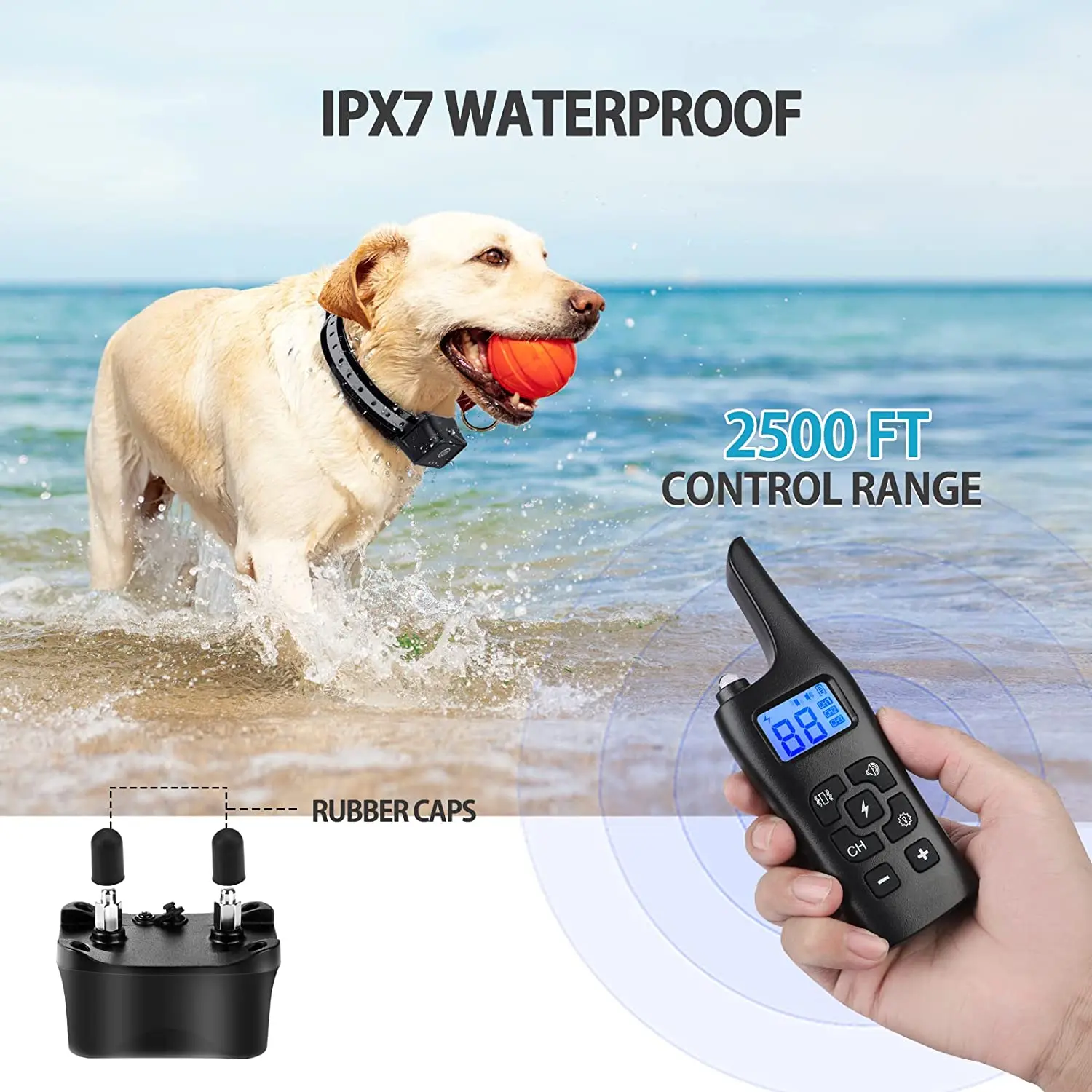 Collar adiestramiento remoto impermeable recargable con pantalla LCD - imagen 4