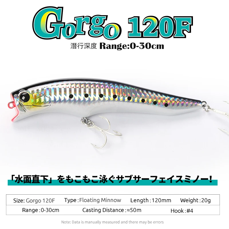 Tsuringoya Goro 120F – Minnow 120mm 20g Ultra Lanzamiento Agua Salada - imagen 4
