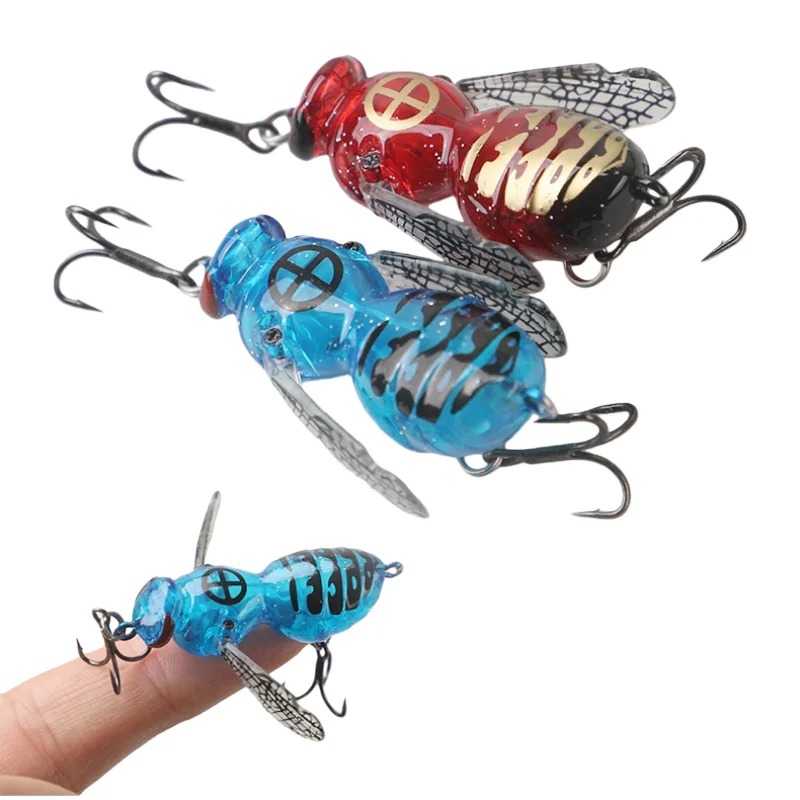 Swolfy Wobblers biónicos flotantes de insecto – Señuelos 4 piezas para lubina - imagen 4