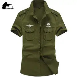 Camisa de pesca manga corta para hombre - Bordada en algodon talla 6XL