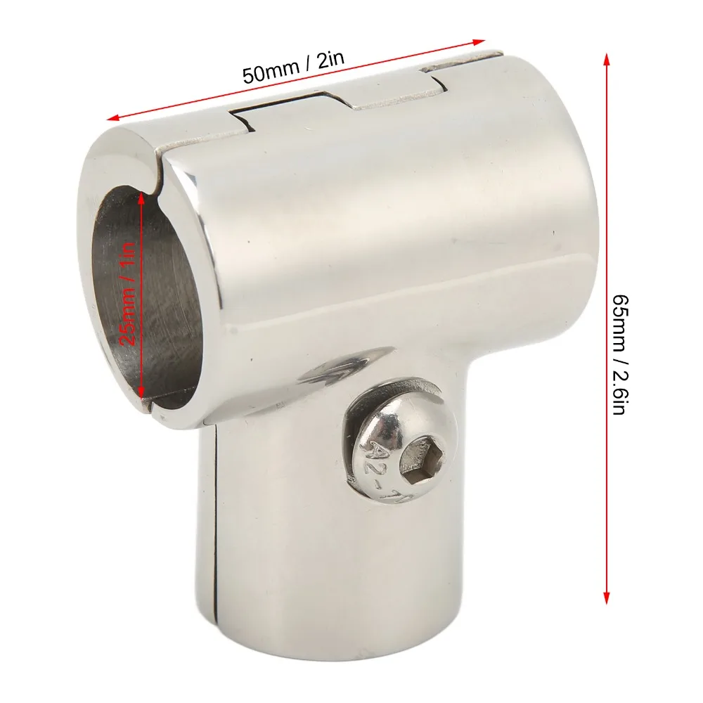 Conector en T de barandilla para tubo de 25 mm en acero inoxidable 316